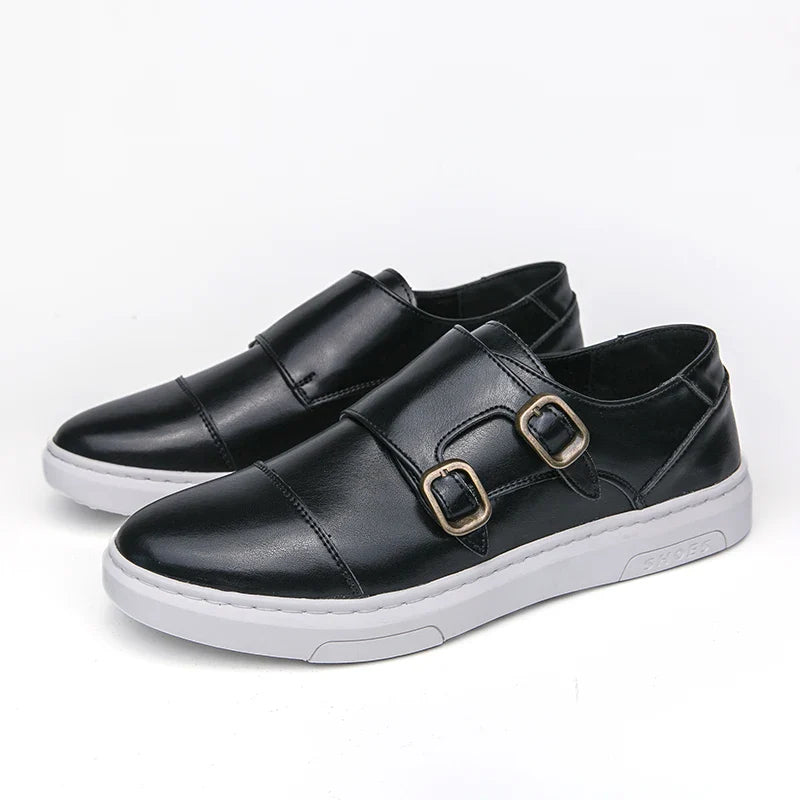 Jules Verneuil Double Buckle Leather Loafers