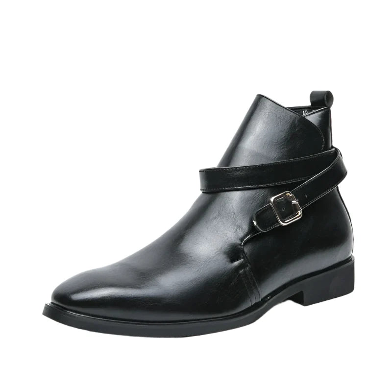 Pascal Mercier Sleek Buckle Strap Leather Ankle Boots