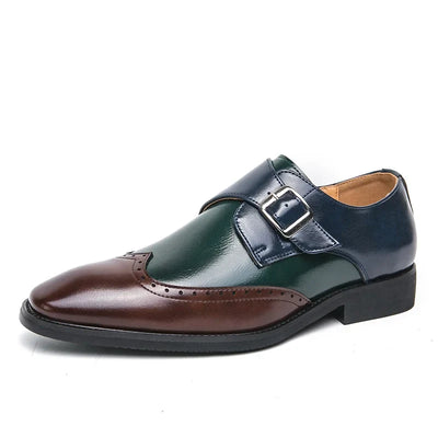 Bruno Lombardo Monk Strap Brogue Leather Shoes