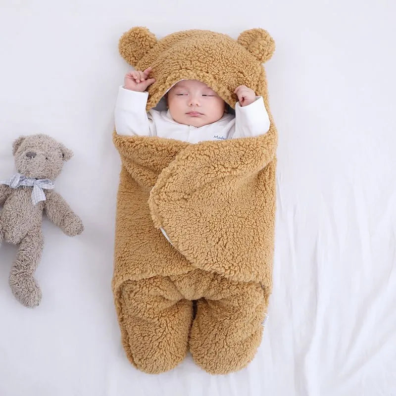 Newborn Baby Sleeping Bags Soft Baby Wrap Blankets Bedding Envelope For Newborn Thicken Fleece Infant Sleepsack 0-6 Months