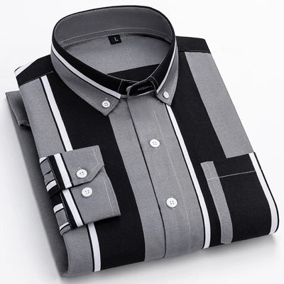 Vertasso – Men’s Bold Panel Stripe Shirt