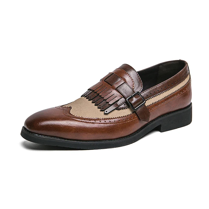 Enzo Caravelli Kiltie Monk Strap Shoes