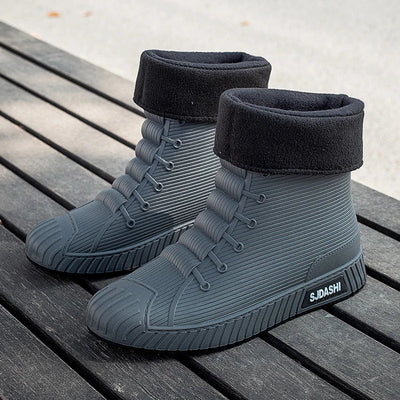Men’s High-Top Boots – Waterproof – Fleece Lined – Textured Grip Sole – Mid-Calf Fit