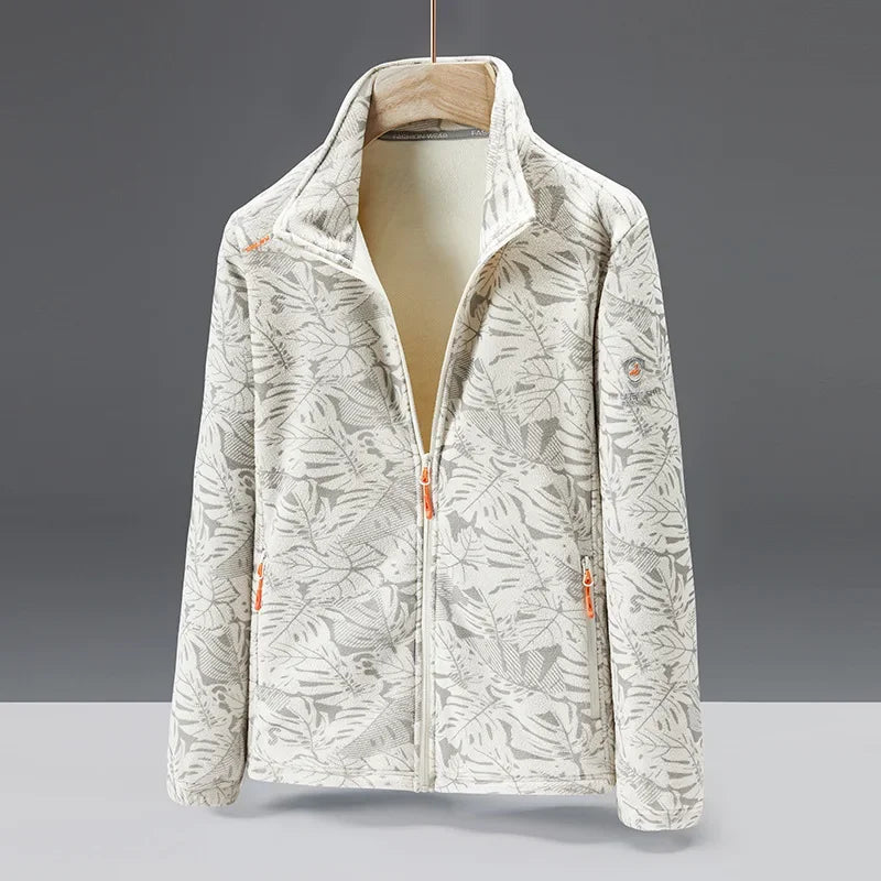 Men’s Fleece Jacket – Standard Fit – High Collar – Zip Pockets – Embossed Texture