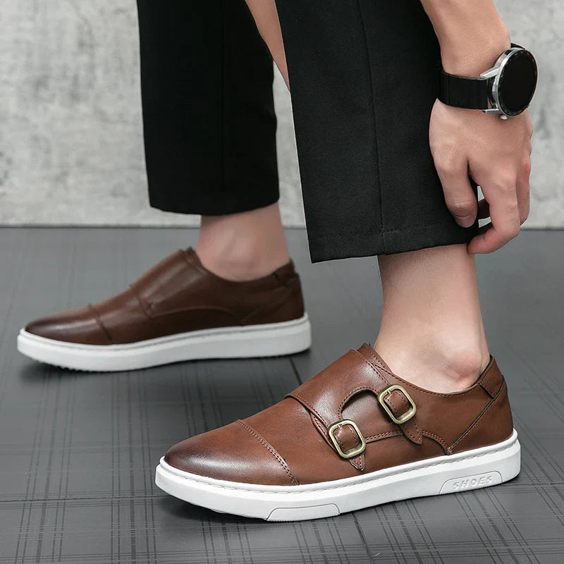 Jules Verneuil Double Buckle Leather Loafers