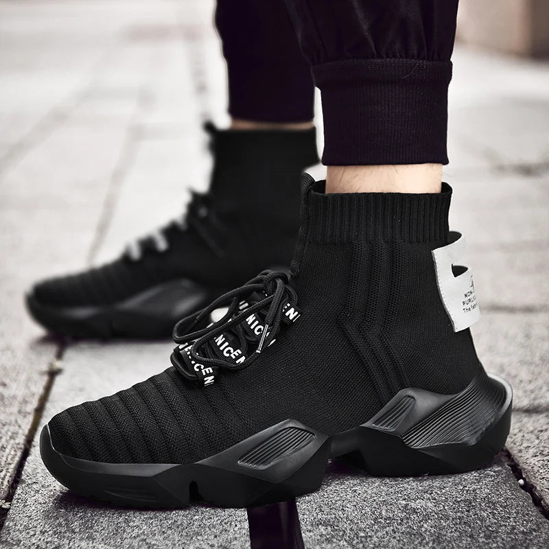 StreetFlow Lace-Up Knit Sneakers