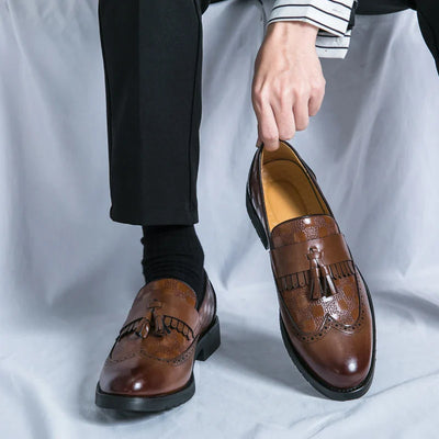 Fabio Gallo Elegant Leather Tassel Brogue Loafers