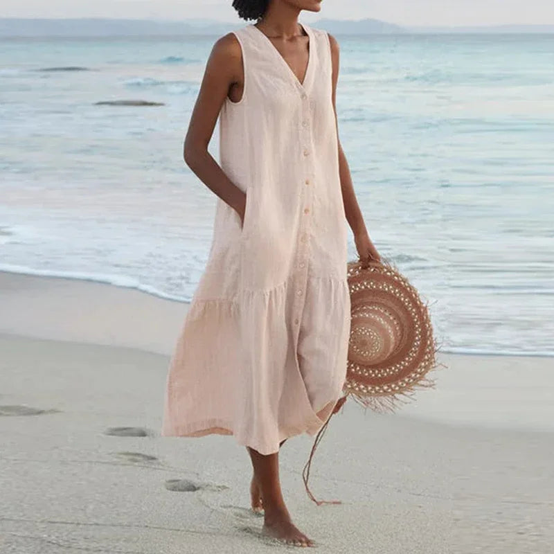 Naomi | Sleeveless Button Summer Dress
