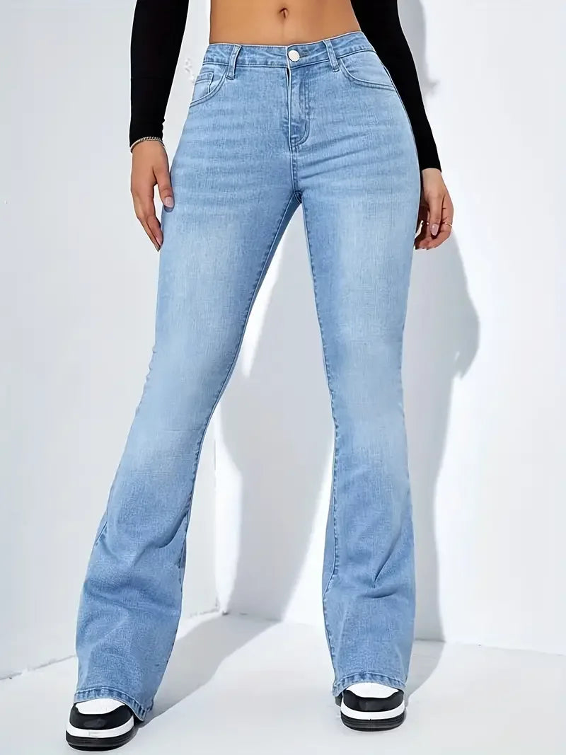 Avencea - High-Waist Jeans with Flared Legs - Stretchy and Comfortable