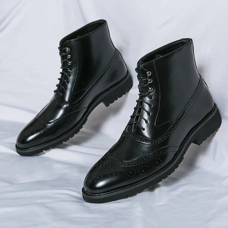 Giovanni Santi Genuine Leather Brogue Boots