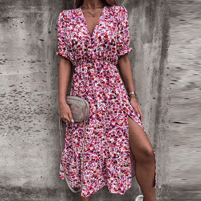 Avencea - Flower Print Skirt with Slit