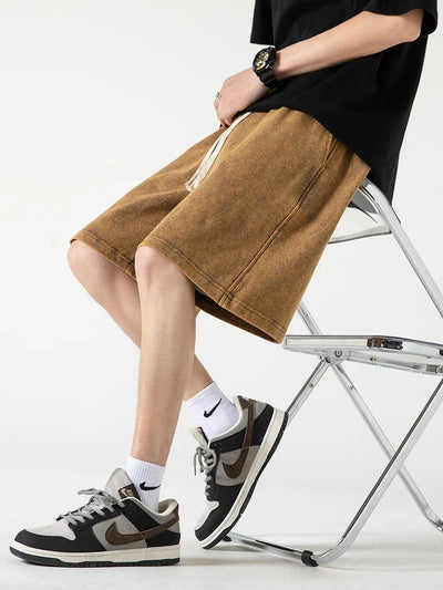 Men’s Casual Shorts – Relaxed Fit – Cotton Blend – Elastic Waist – Knee Length