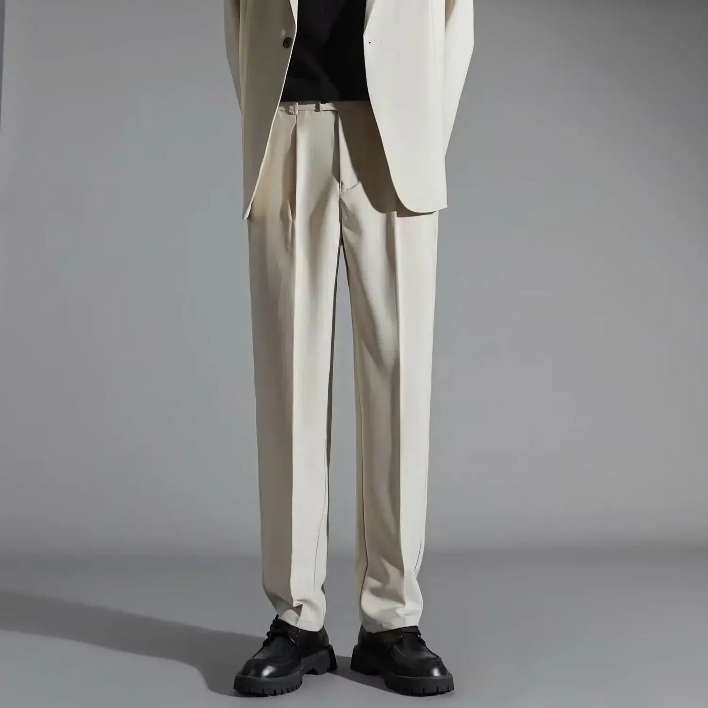 Men’s Dress Pants – Straight Fit – Flat Front with Pleats – Full Length Tailored Style