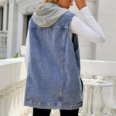 Urban Edge Hooded Denim Vest