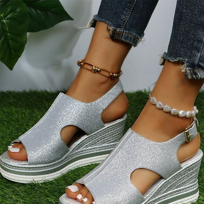 Avencea - Trendy wedge sandals with sparkling details