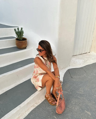 Nicole | Print Sleeveless Short Dress