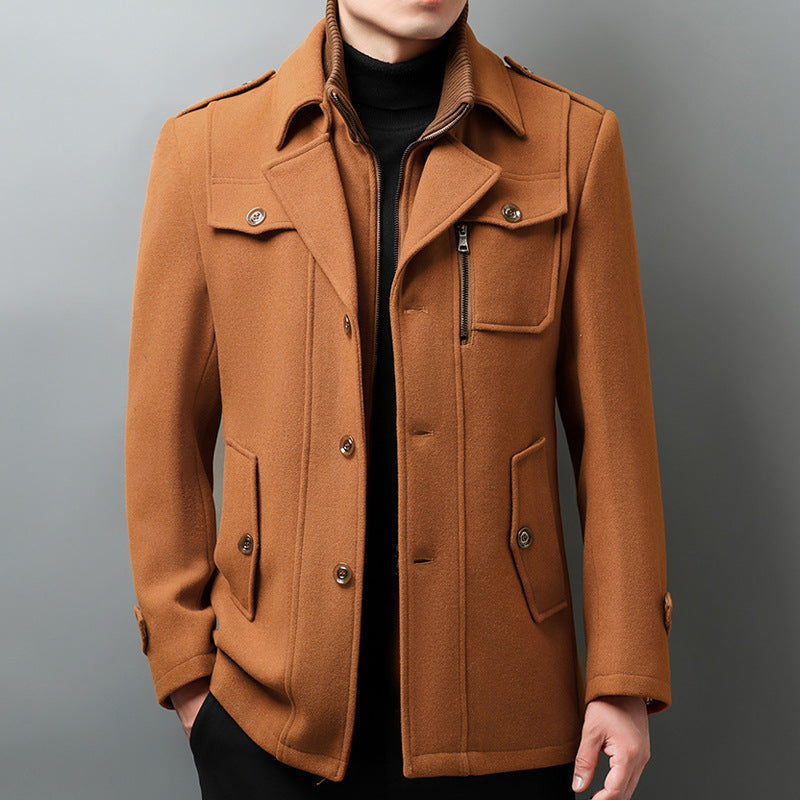 Men’s Jacket – Wool Blend – Structured Fit – Button Front – Notched Lapel – Epaulettes