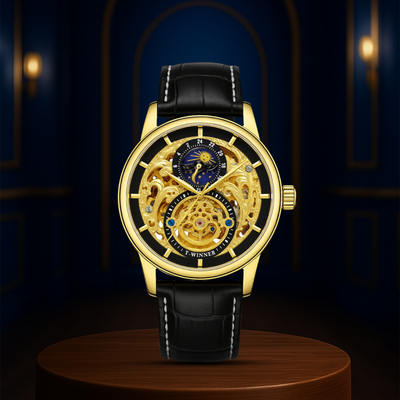 Blake | Mechanical Skeleton Watch with Moon Phase Display | 44mm