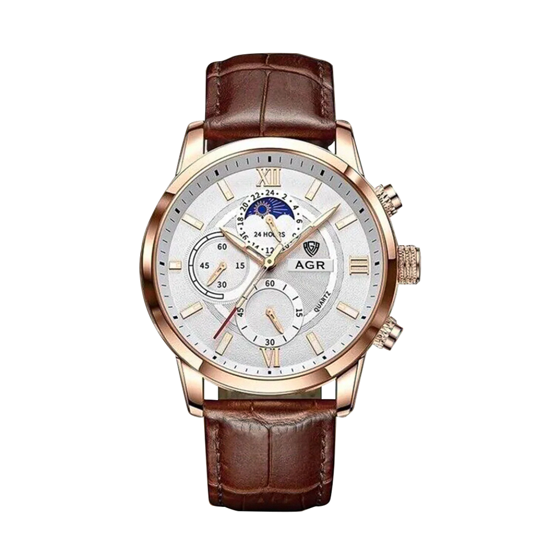 Ruben | Modern Moon Phase Leather Watch