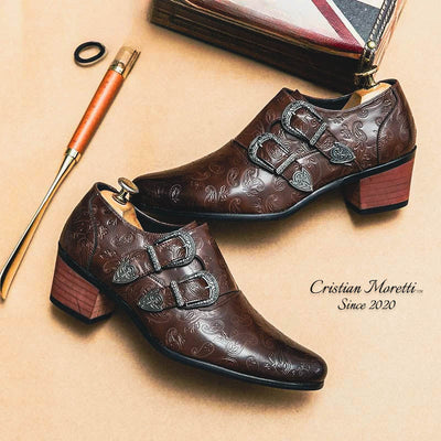Carlo Mancini™ Double Buckle Leather Shoes