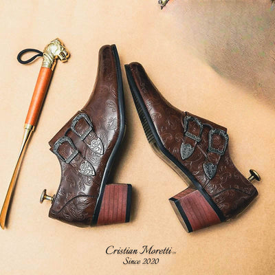 Carlo Mancini™ Double Buckle Leather Shoes