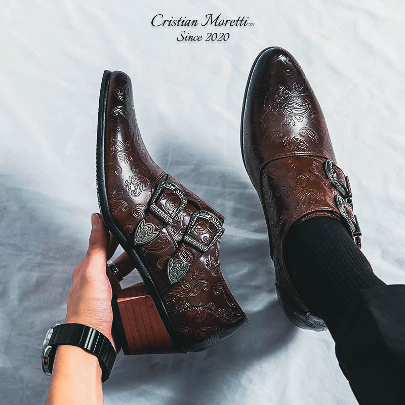 Carlo Mancini™ Double Buckle Leather Shoes
