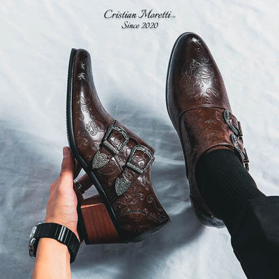 Carlo Mancini™ Double Buckle Leather Shoes