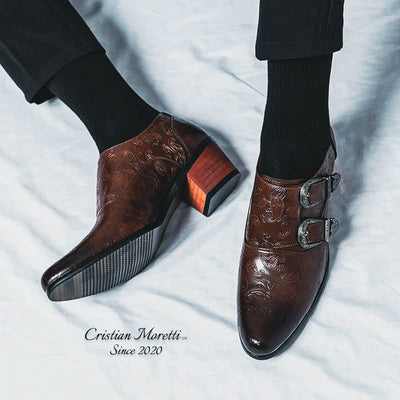 Carlo Mancini™ Double Buckle Leather Shoes