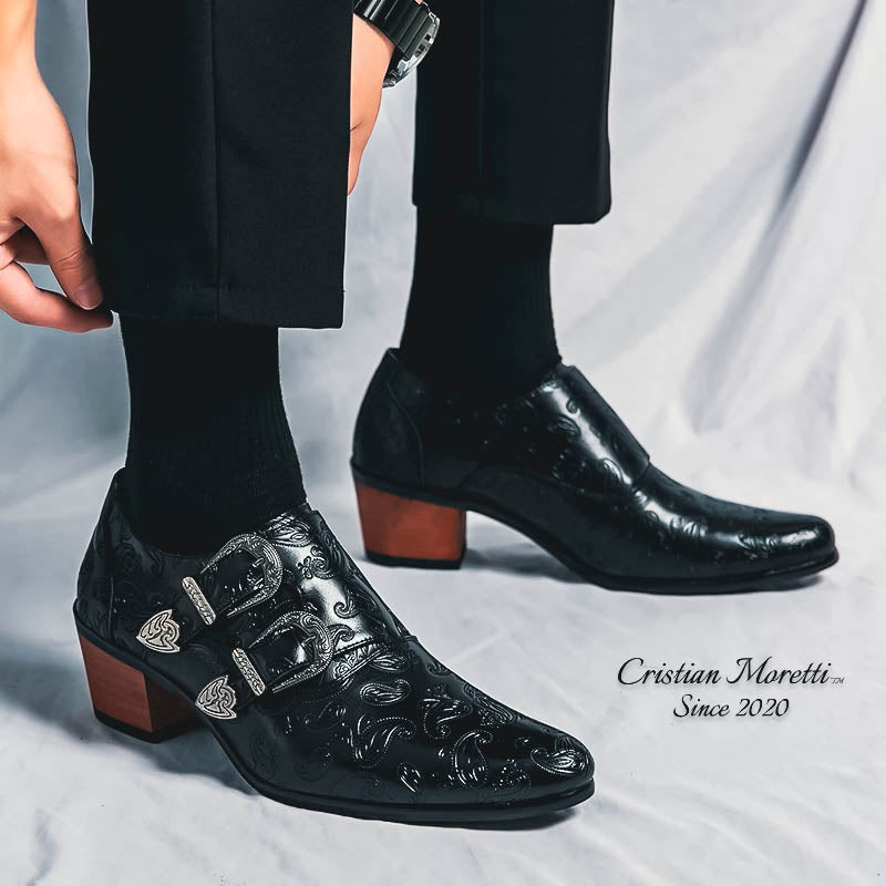 Carlo Mancini™ Double Buckle Leather Shoes