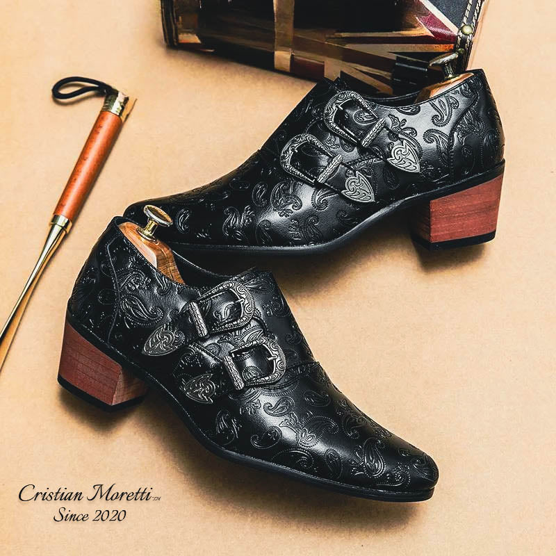 Carlo Mancini™ Double Buckle Leather Shoes