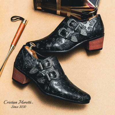 Carlo Mancini™ Double Buckle Leather Shoes