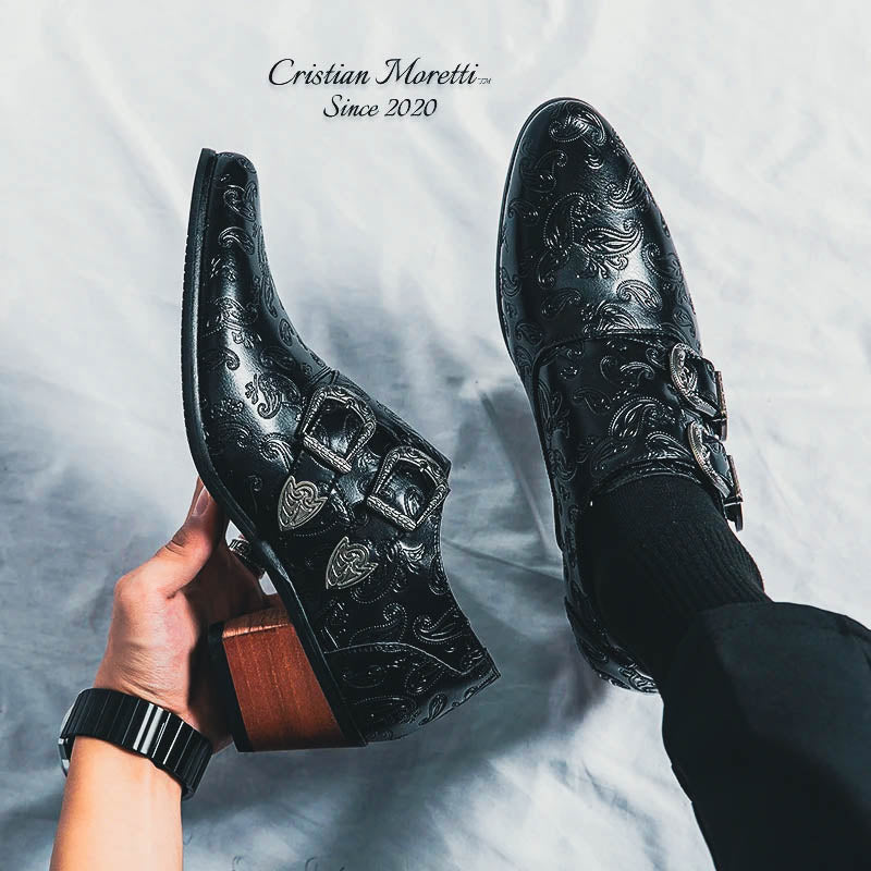 Carlo Mancini™ Double Buckle Leather Shoes