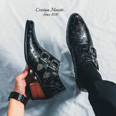 Carlo Mancini™ Double Buckle Leather Shoes