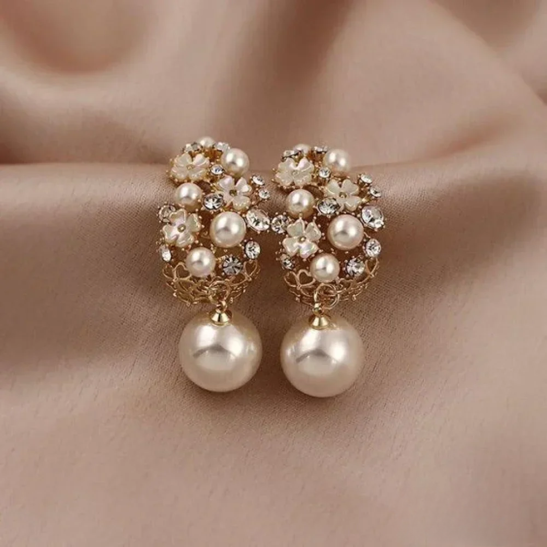 Elegant Floral Pearl Earrings