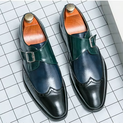 Bruno Lombardo Monk Strap Brogue Leather Shoes