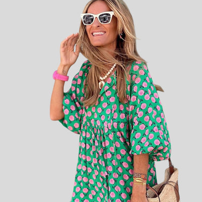 Cassandra | Geometric Print High-Low Dress