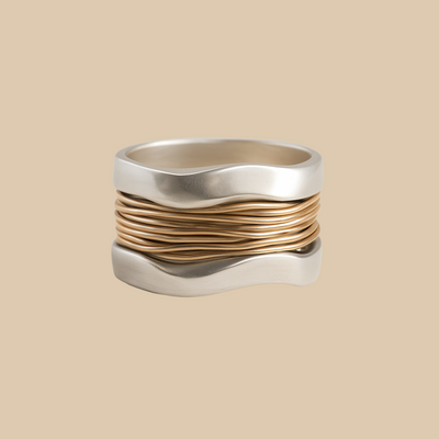 ECSTASY™ - Silver Golden Threads Ring