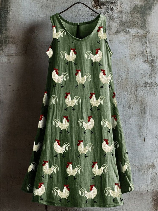 Mabel | Rustic Rooster Embroidery Dress