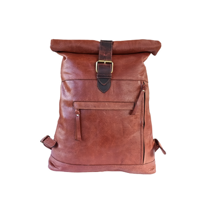 Dark Tan Leather Backpack