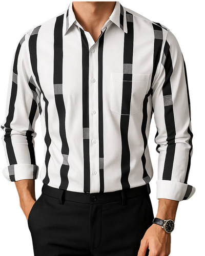 Vertasso – Men’s Bold Panel Stripe Shirt