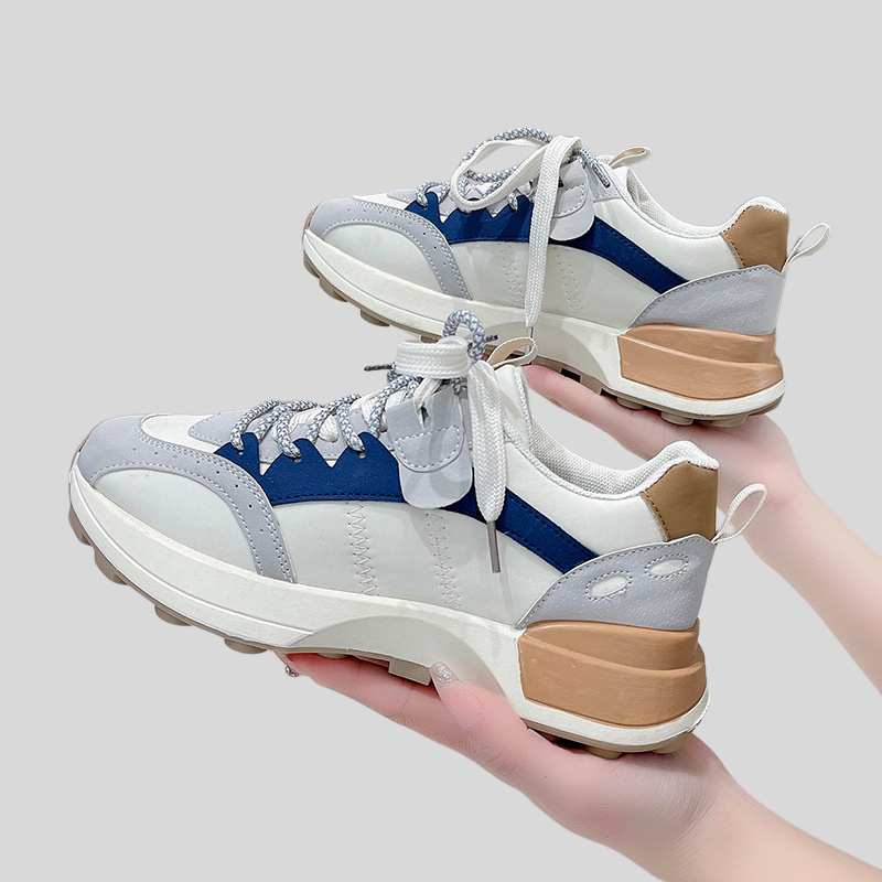 Women's Athletic Chunky Sneakers - Lace-Up Design - Multi-tone Accents