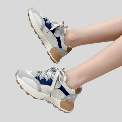 Women's Athletic Chunky Sneakers - Lace-Up Design - Multi-tone Accents