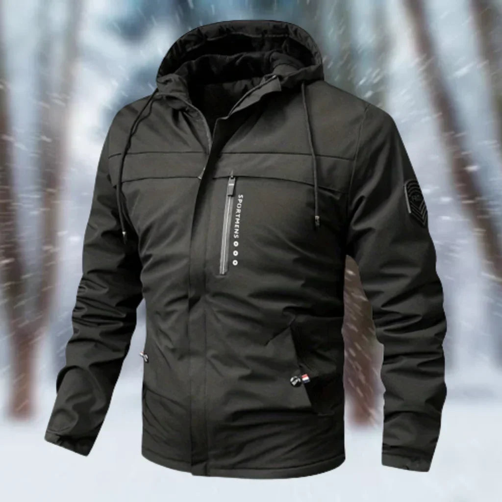 Men’s Hooded Jacket – Waterproof Synthetic – Tailored Fit – Multi-Pocket Design