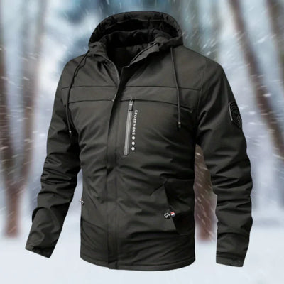 Men’s Hooded Jacket – Waterproof Synthetic – Tailored Fit – Multi-Pocket Design