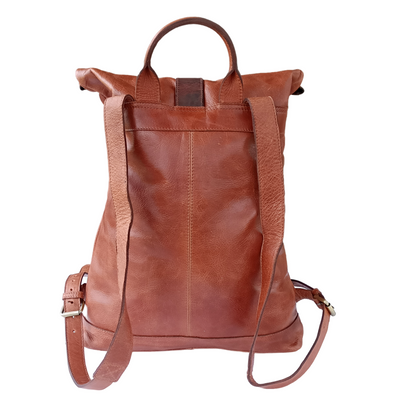 Dark Tan Leather Backpack