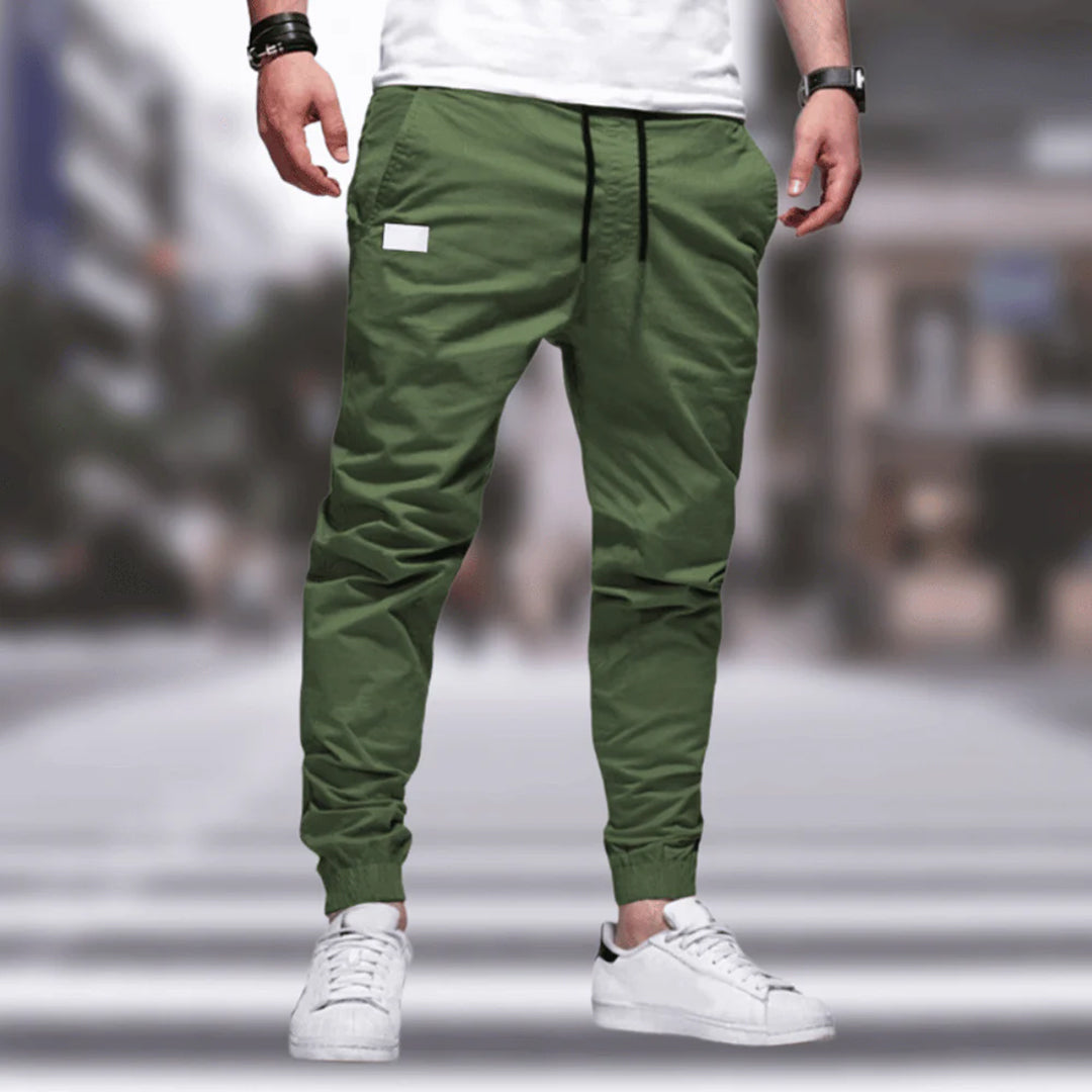 Men’s Cargo Pants – Relaxed Fit – Tapered Leg – Cotton Blend – Drawstring Waist – Ribbed Cuffs