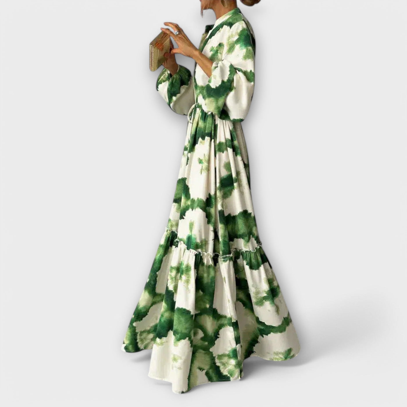 Melina | Long Sleeve Green Maxi Dress