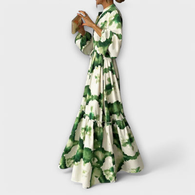 Melina | Long Sleeve Green Maxi Dress