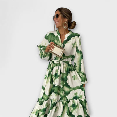 Melina | Long Sleeve Green Maxi Dress