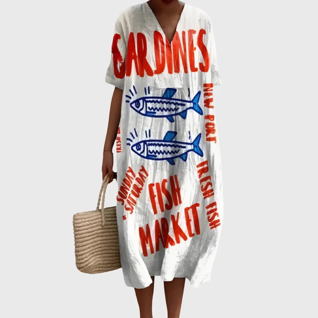 Maisie | Playful Fish Market Print Summer Dress